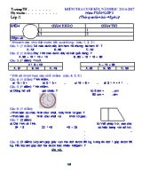 Đề kiểm tra cuối học kì I Toán lớp 2 (Kèm đáp án) - Năm học 2016-2017